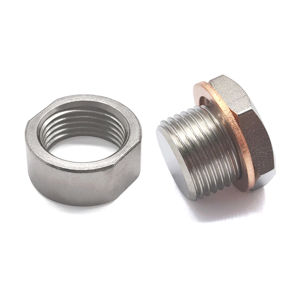 Oxygen Sensor Weld Bung 18x1.5 Plug Nut With Gasket Iron Plating Nickel 304 Steel General-Purpose Automotive Part