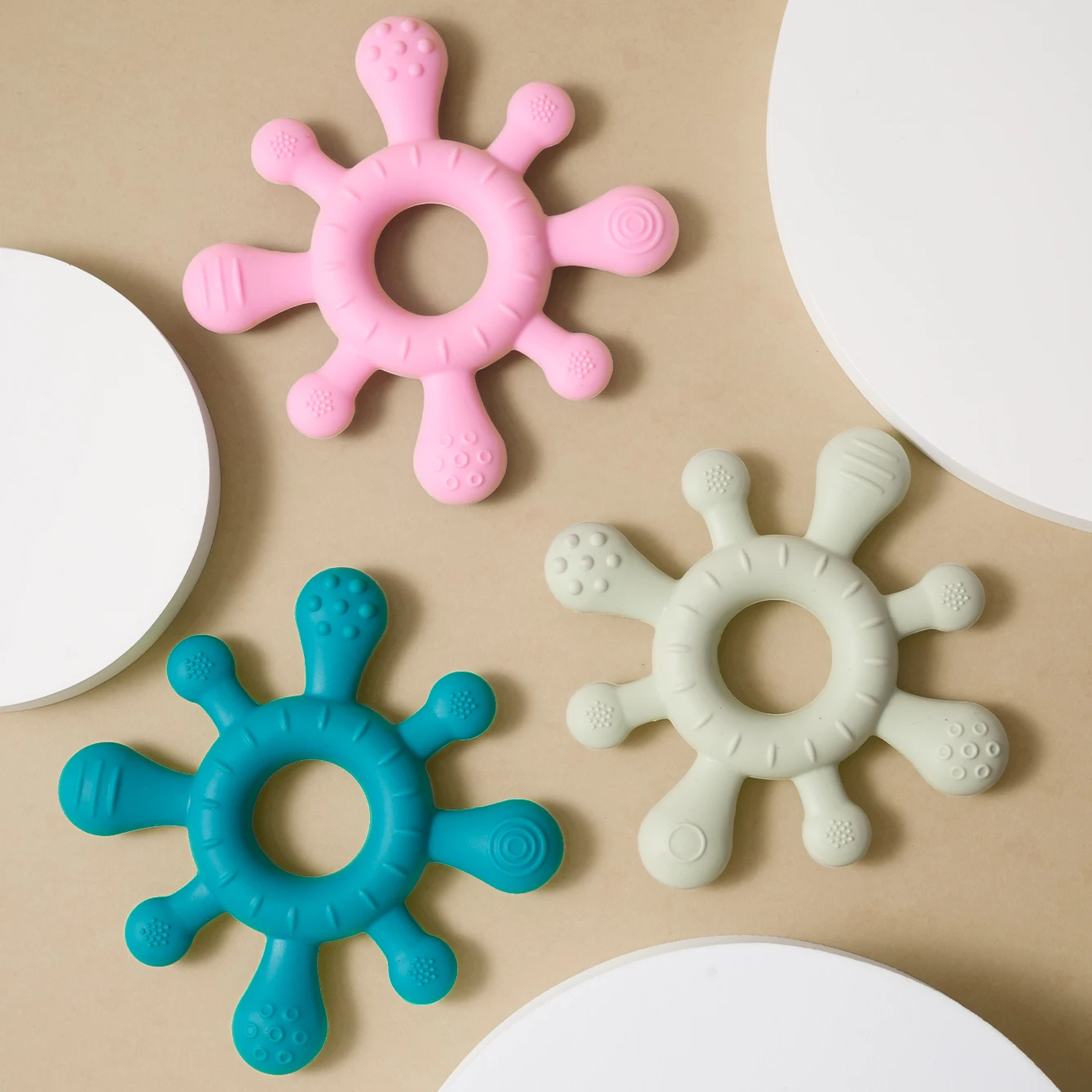 1PCS Silikon Beißring Spielzeug BPA FREI Baby 0-12 Spielzeug Zahnen Ring Sensorischen Spielzeug Für Kleinkinder Anti-Essen Molaren Zahnen Kauen