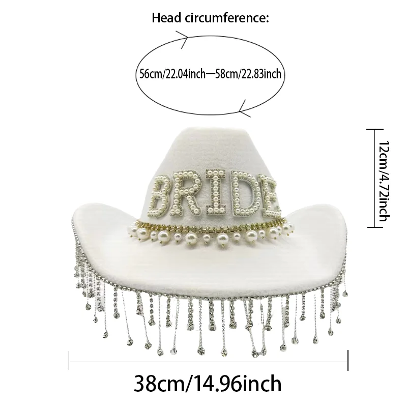 HongLuan witte bruiloft kostuum hoed volwassene, cowboyhoeden strass voor vrouw, cowboy cosplay vrouwelijke accessoires en cowgirl pet