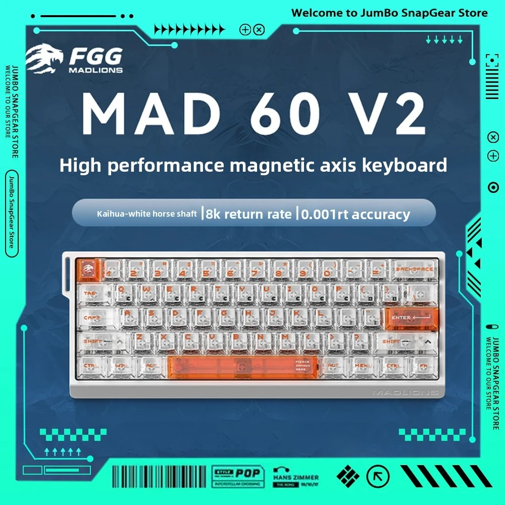 FGG MADLIONS MAD60 V2 MAD68 V2 Magnetic Switch Wired Gaming Mechanical Keyboard 8000Hz 0.01mmRT Valorant Keyboard For Gaming