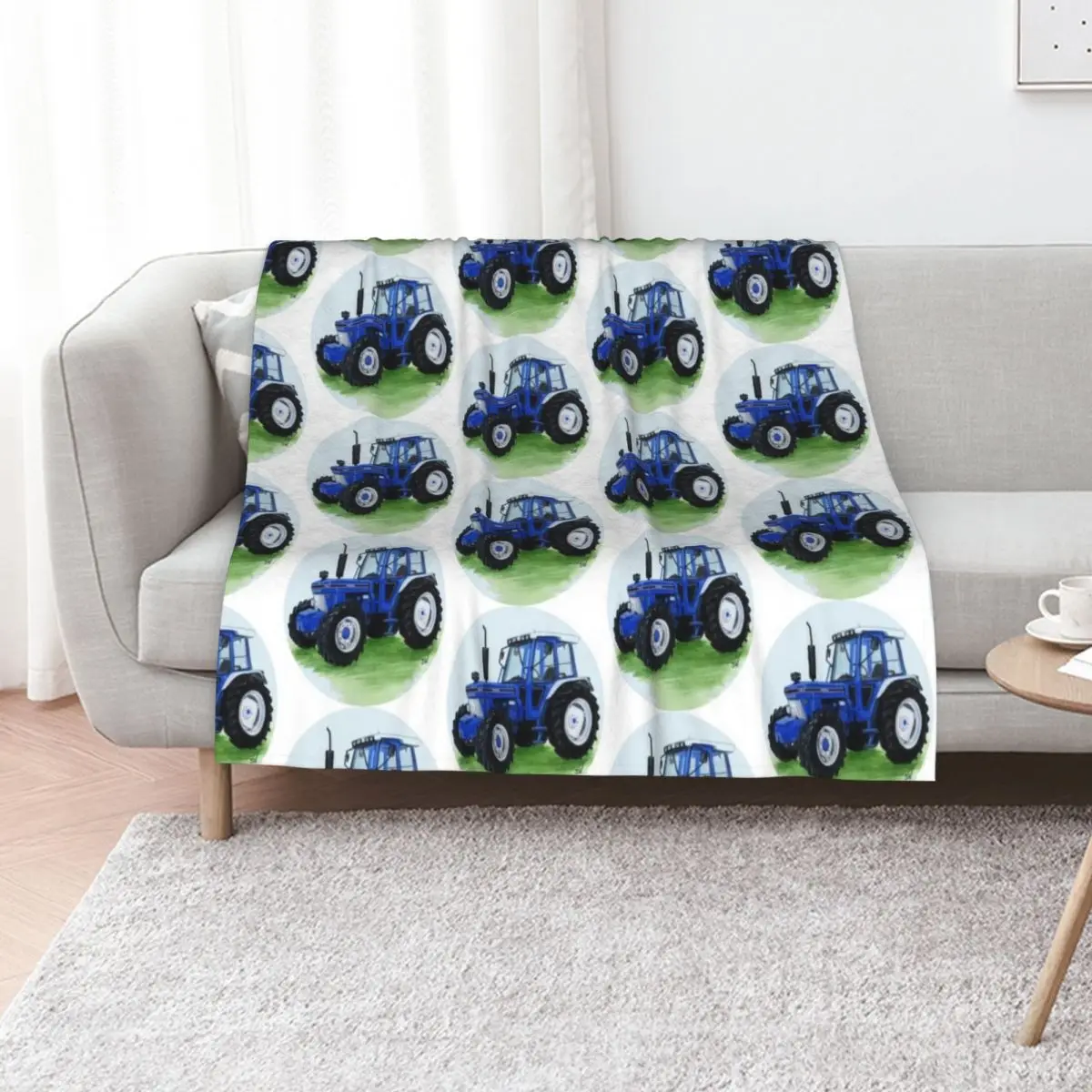Blue Classic Tractor Throw Blanket Plush Warm Softest blankets and throws Plaid Blankets