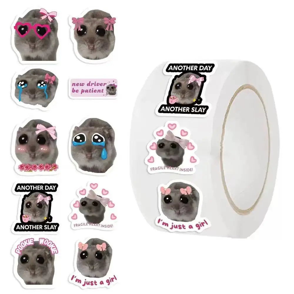 100-500 Uds Ins triste hámster dibujos animados Meme pegatina para teléfono maleta para portátil DIY calcomanías decorativas impermeables juguete materiales DIY