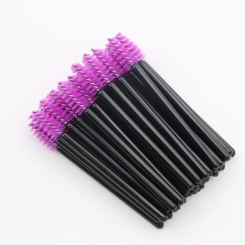 50 pçs de boa qualidade maquiagem cílios enxertados escovas única cor descartável sobrancelha rímel espiral ferramentas extensão dos olhos