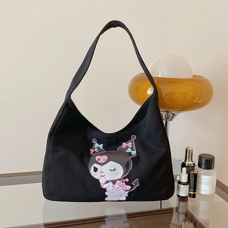 Kawaii Sanrio Kuromi My Melody Hello Kitty Pochacco Shoulder Bag Cute Cartoon Y2K Fashion Underarm Handbag Birthday Gift Girls