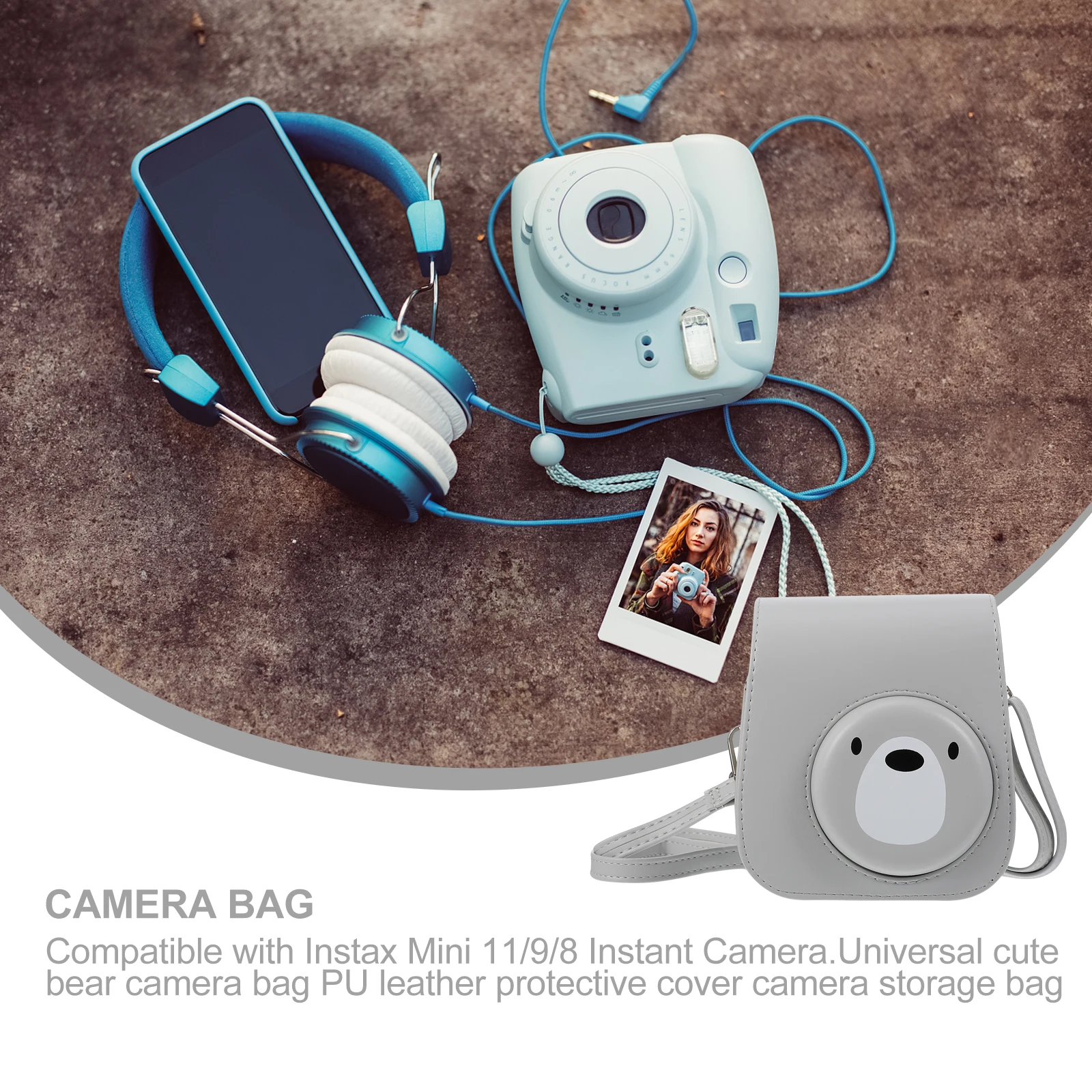 

Camera Case Bag Gift for Mini 11 9 8 Easy to Store Protector Pu Instant Camping