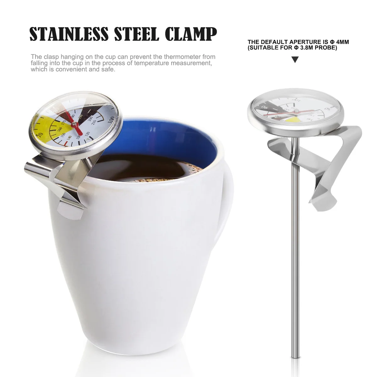 

2Pcs Food Grade Stainless Steel Thermometer Probe Clip Holder Meat Grill Smoker Oven Stable Probe Fixation for Accurate