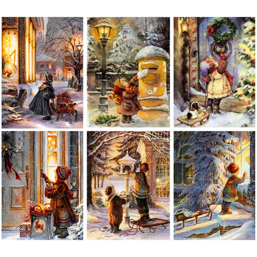 Pittura diamante artigianale fai da te per numero ricamo invernale ricamo diamante vendita bambini mosaico hobby punto croce regalo di natale