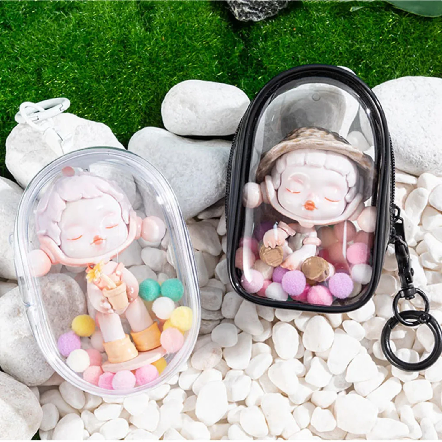 Thicken Transparent Classic Doll Keychain Organizer Case Wallet Pouch Box - Ideal for Storing and Displaying Your Favorite Keych