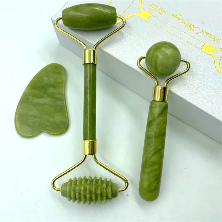 Jade Roller Gua Sha Set Facial Massager Face Roller  Skincare Massage Tool Natural  Massager