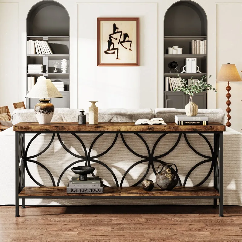 Entrance Table, American Retro Log Wind Corridor Strip Table, Living Room Entry Non-solid Wood  Case Console