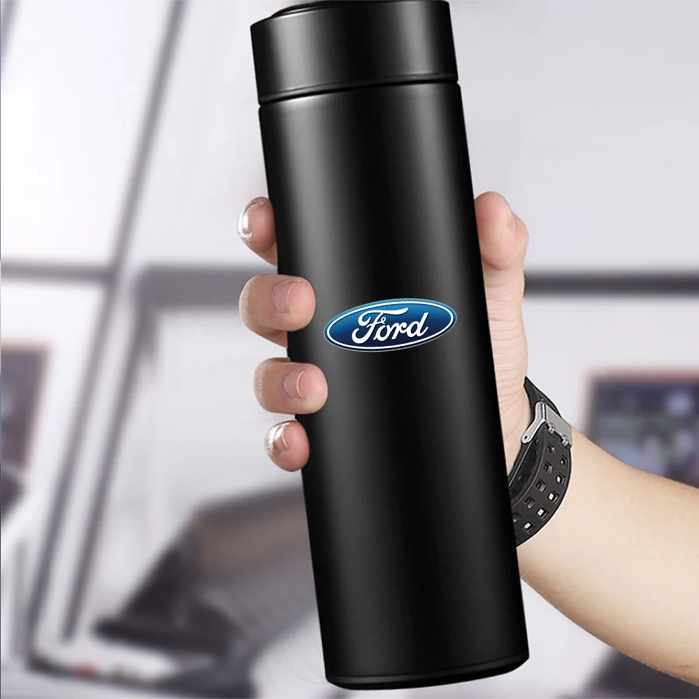 500ml Portable Car Logo Intelligent Stainless Steel Thermos Bottle For Ford Mondeo Focus Mk2 Mk3 Mk7 Fiesta Escape Kuga Ecosport