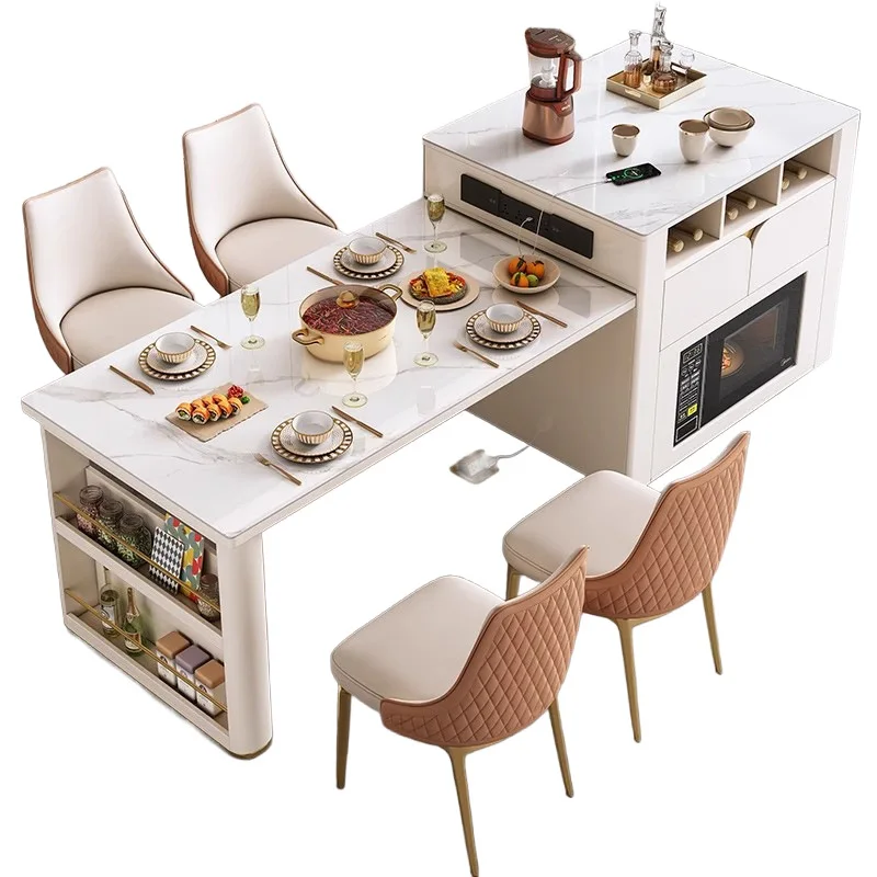 

Shimadai light luxury dining table integrated telescopic belt induction cooker household modern simple
