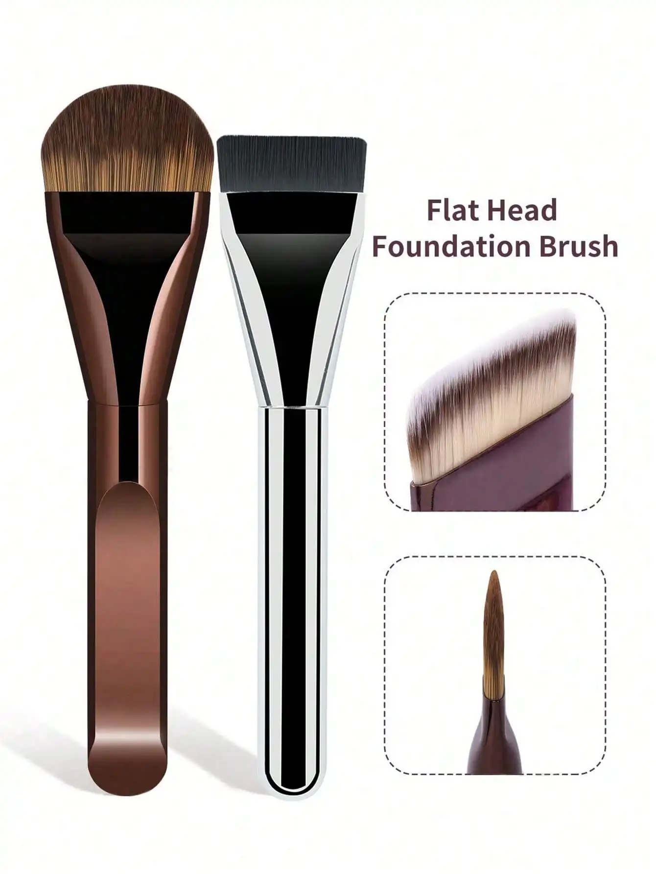 Multifunctional Flat Foundation Brush With 4Pcs Mini Finger Makeup Sponge Puff Set Liquid Foundation Blending Beauty Tools
