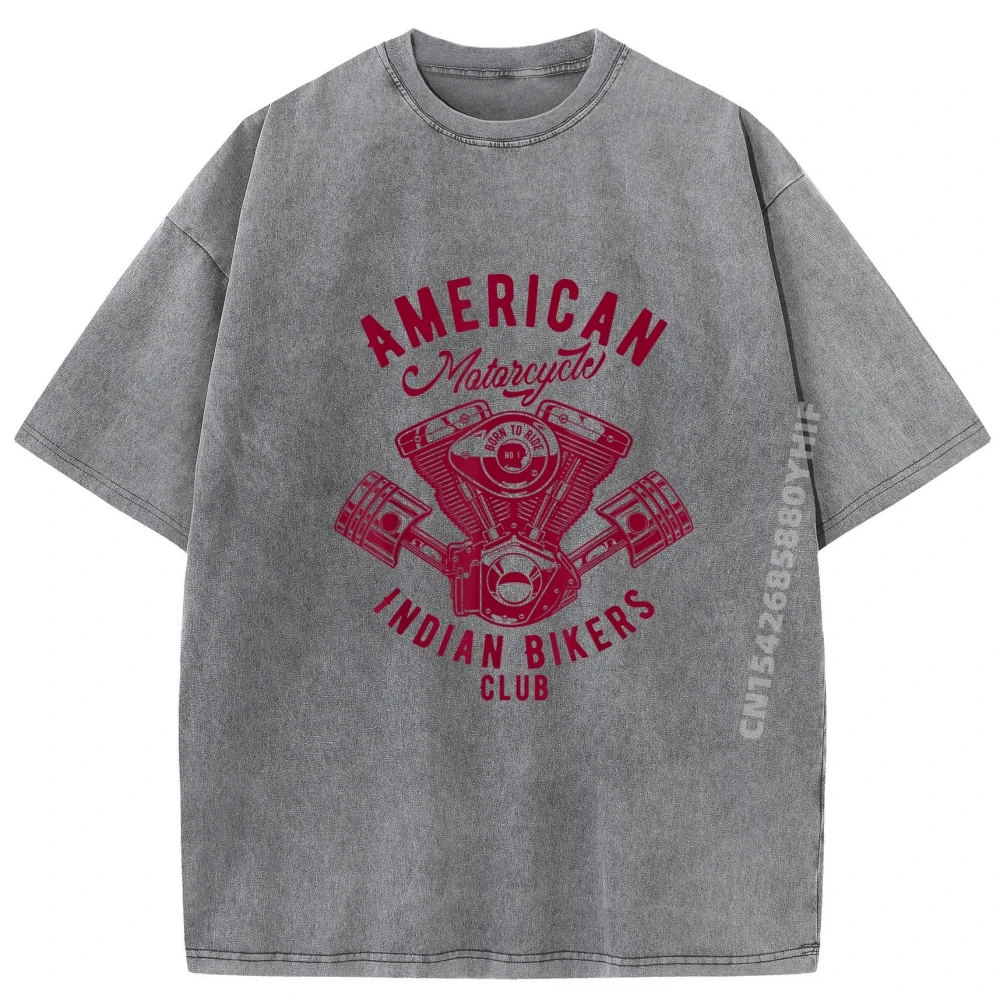 

Newest Graphic T-shirts Men Indian Club Mens Tops & Tees Printed Shirt Mens Vintage Washed Clothes Loose