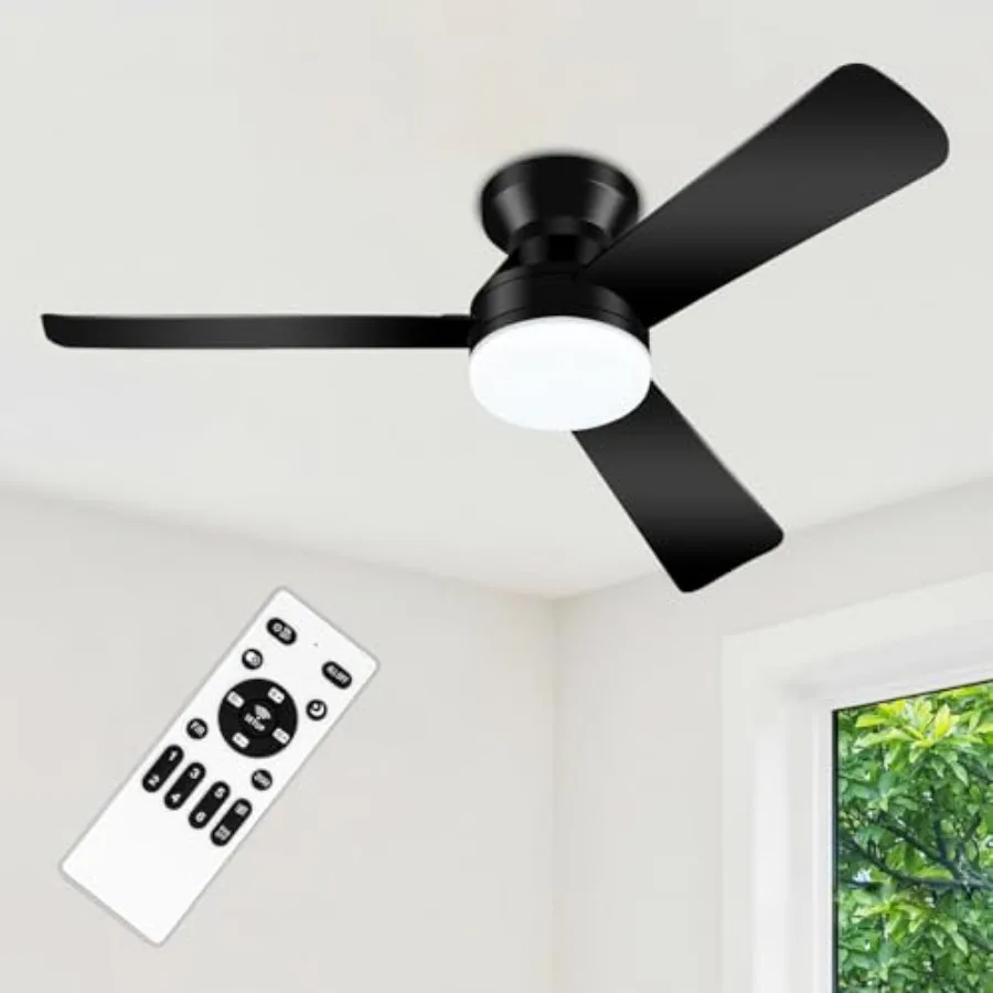 

Ceiling Fans with Lights - Low Profile Ceiling Fan with Light and Remote, Reversible DC Motors, 3CCT Dimmable Timer Noiseless,