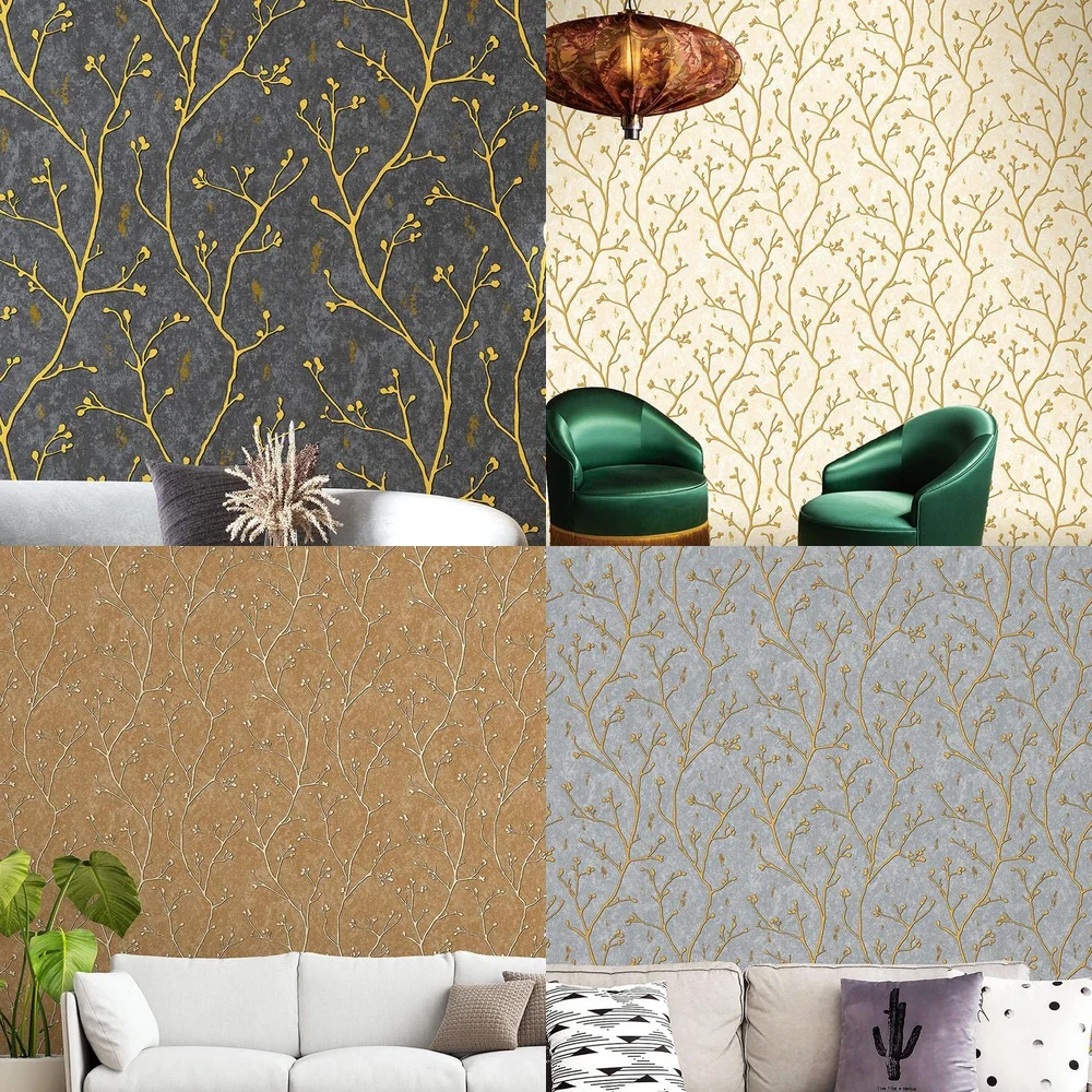 

Overseas Export Non Self Adhesive 3D Stereo Tree Branch Wallpaper for Living Room Sofa Backdrop Bedroom Hotel Headboard Wall