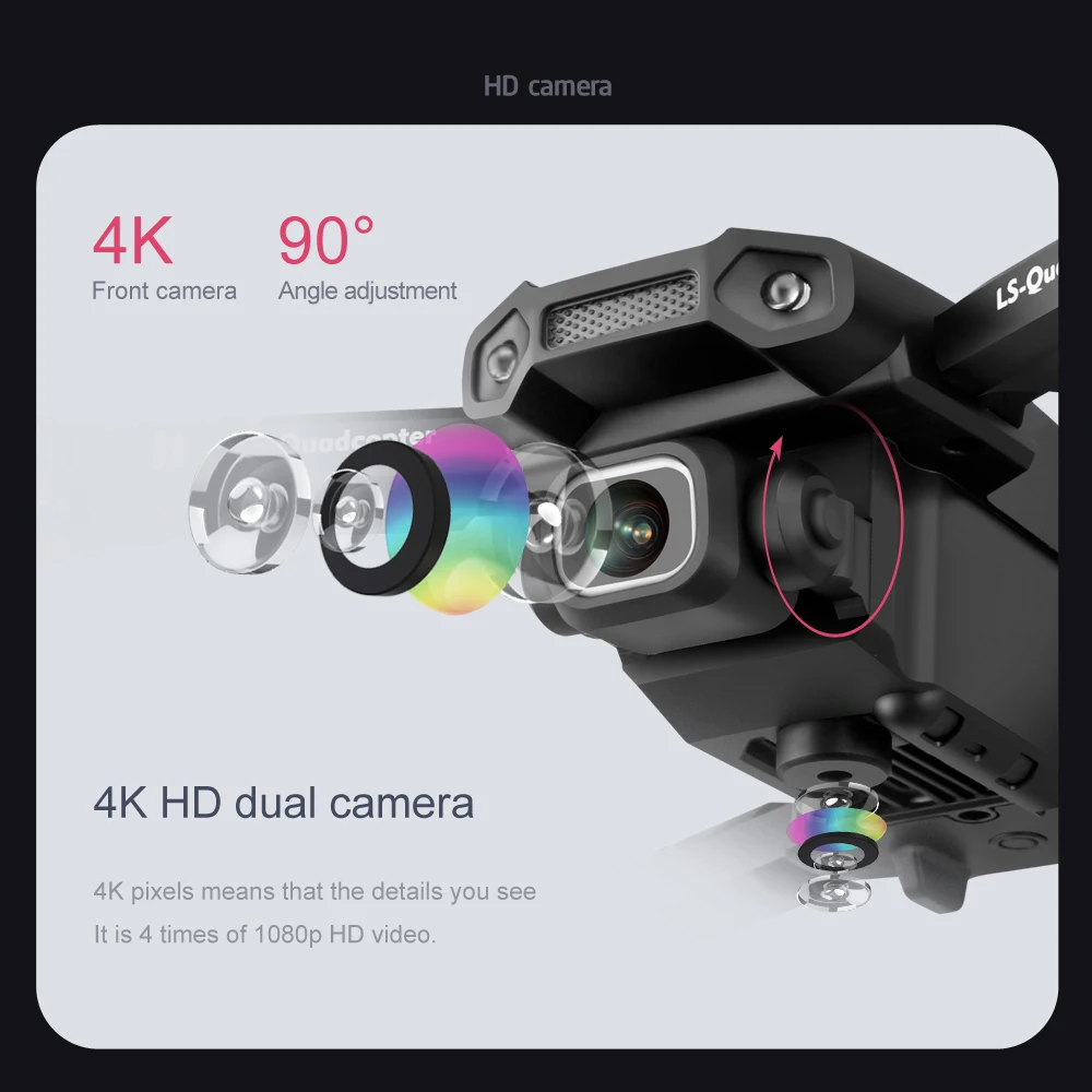 LS XT6 4KHD dual lens switching mode mini drone 360 ° tumble air pressure height keep foldable quad children's aircraft toy