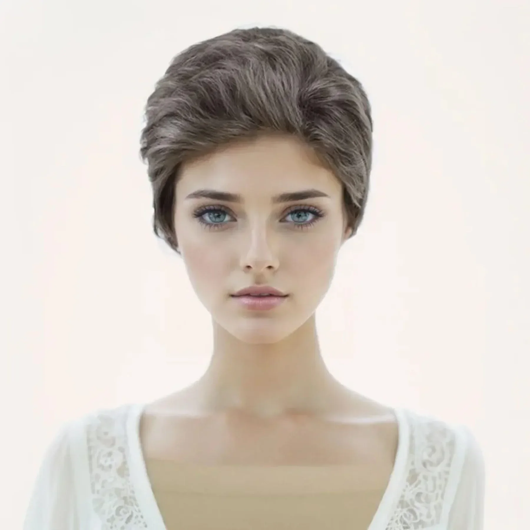 Mixed Grey Wigs for Women Synthetic Fiber Short Wig with Bangs Granny Wigs Natural Hairstyles Mommy Pixie Cuts Gray Hair Grandma image 2