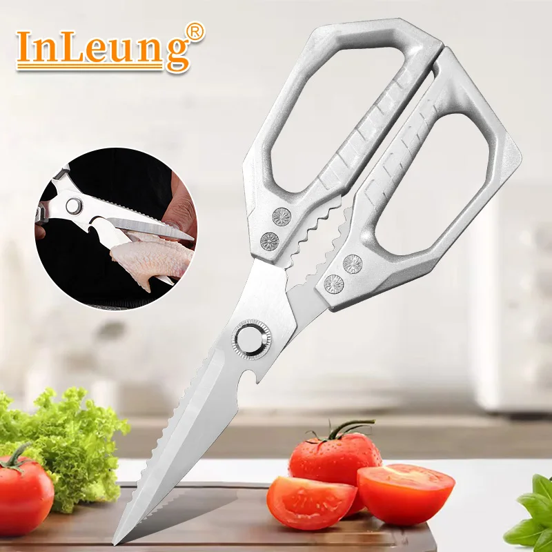 Household Food Kitchen Scissors Chicken Bone Fish Turkey Vegetables ScissorsStainless Steel Powerful Meat Scissors for Kitchen
