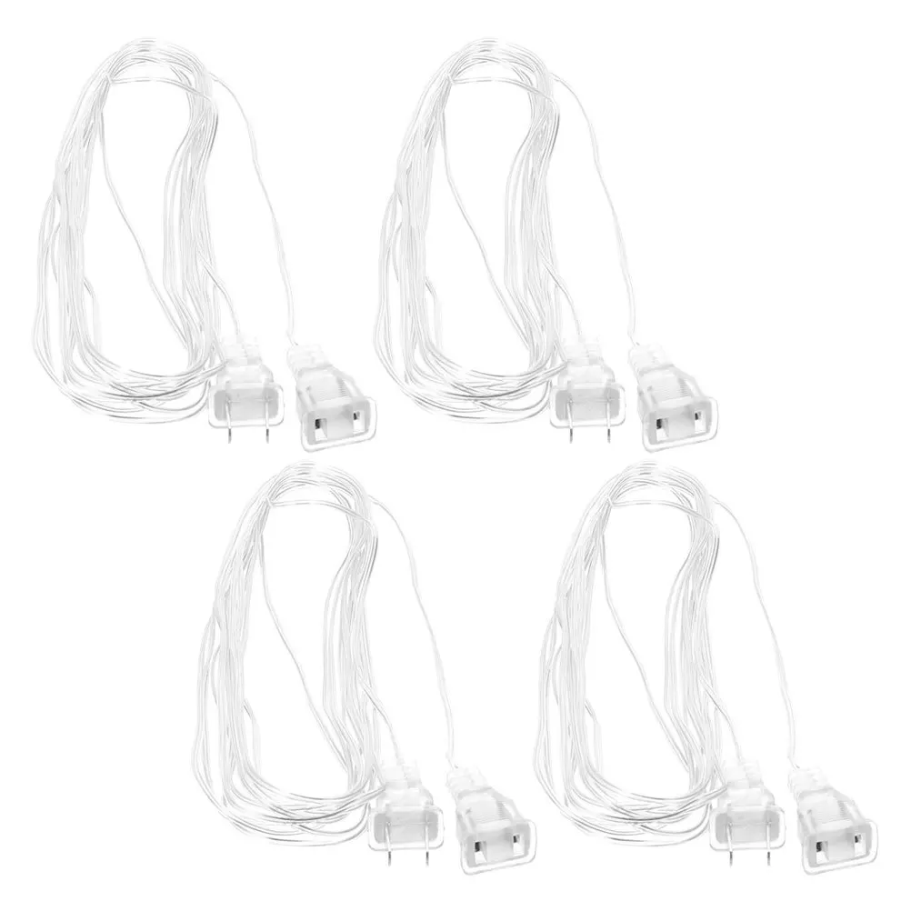

4Pcs Indoor Extension Cord Clear Plug Cable String Lights Extension for LED Curtain Lamp Wire Party Supply Plug Wire