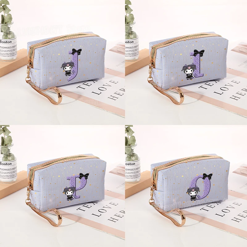 26 letter cartoon Sanrio KUROMI makeup bag cartoon large capacity travel superior quality storage toiletries skincare handbag