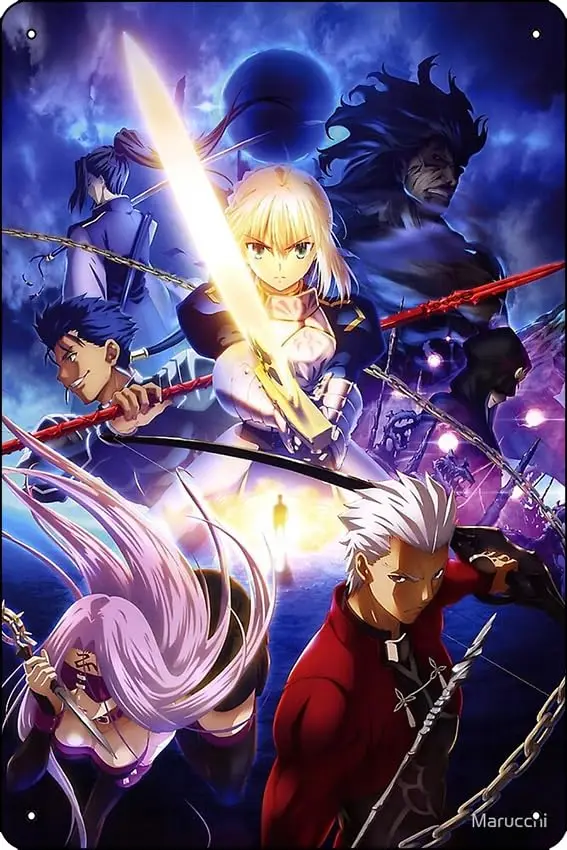 Fate Stay Night Servants Poster Funny Metal Tin Sign for Home Kitchen Bar Room Garage Decor 