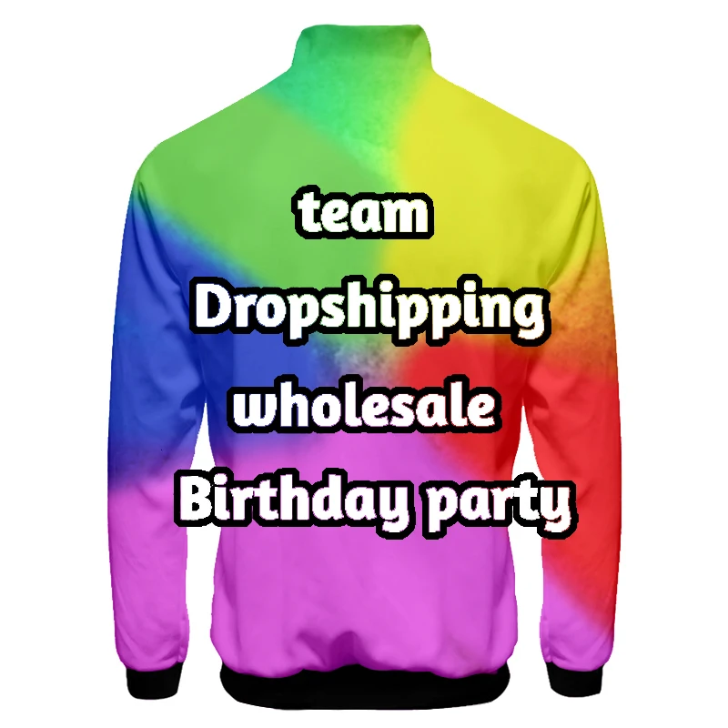 2024 Dropshipping Wholesale Men 3d Print High Collar Zip Jacket Custom Oversized Outwear Sublimation Zipper Streetwear