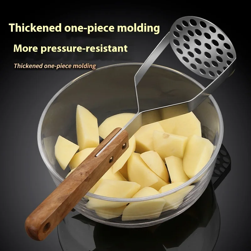 Potato Masher Masher Crush Rod 304 Stainless Steel Solid Wood Handle Household Kitchen Mashing Small Tool Kitchen Tools