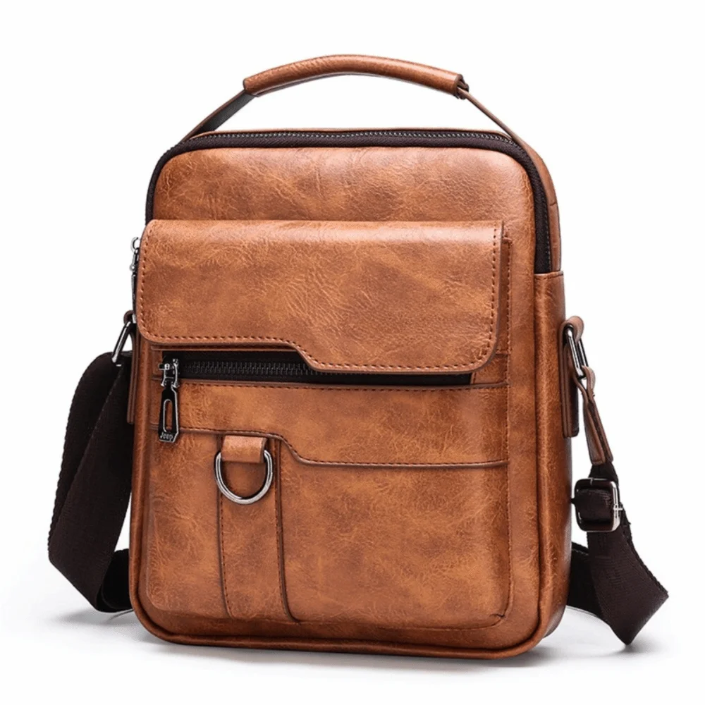 

Casual PU Leather Men Crossbody Bag Vintage Large Capacity Shoulder Bag Waterproof Man Tote Bag Travel