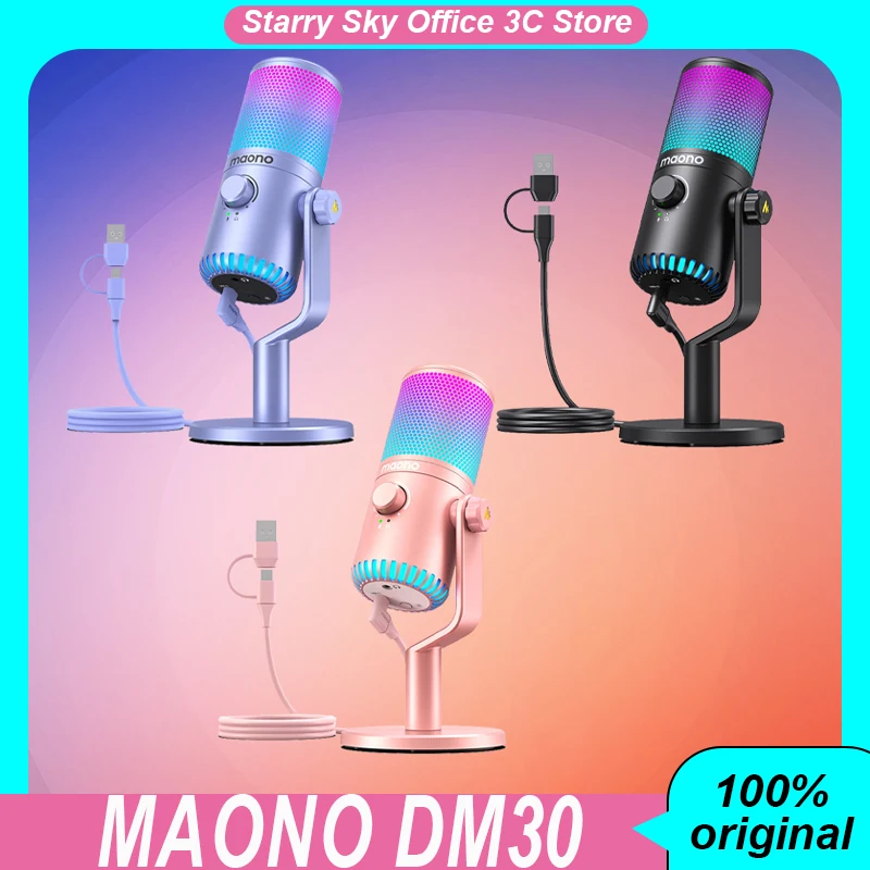 Maono Dm30 Game Microphone Usb Capacitor Heart Shaped Orientation Multi Functional Knob Customized Desktop Music Game Microphone