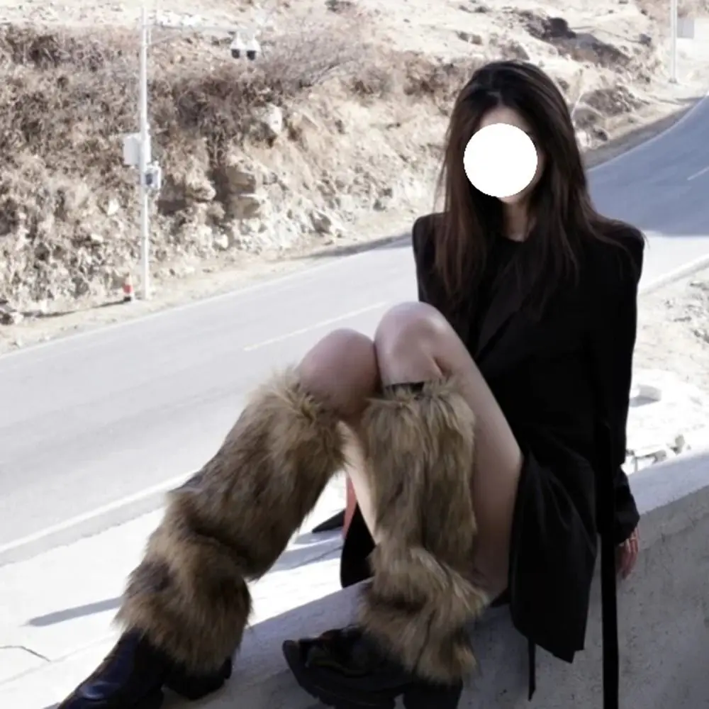 Nachahmung Pelz Kunstpelz Pelzige Beinwärmer Schleife Japanischen Stil Lolita Stiefel Abdeckung Y2K Weiche Kniehohe Mädchen Socken Frauen