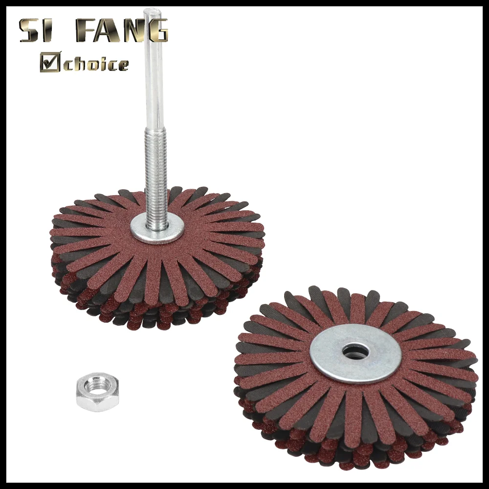 Shutter Flap Sanding Wheel with 6mm Shank 80-600Grit Abrasive Sandpaper Grinding Polishing Wheel Bit For Metal Wood Rust Removal