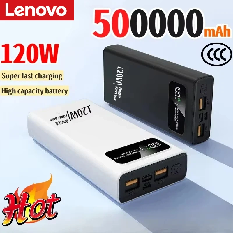 

120 Вт, 500000 мАч, новый внешний аккумулятор, высокая емкость, цифровой дисплей, сверхбыстрая зарядка, Powerbank для iPhone, Huawei, Xiaomi