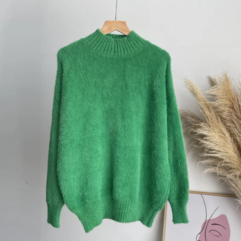 Hirsionsan High Quality Cashmere Sweater Women Basic Knitted Pullover Elegant Soft Ladies Clothes Loose Casual Female Jumper