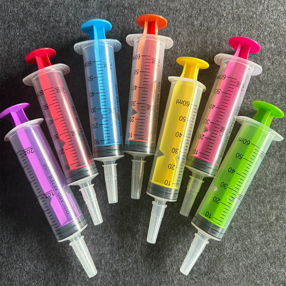 60ml Large-Capacity Colored Syringe Without Needle, a Versatile Tool for Home Use, Industrial Use, Pets, and Laboratory Settings