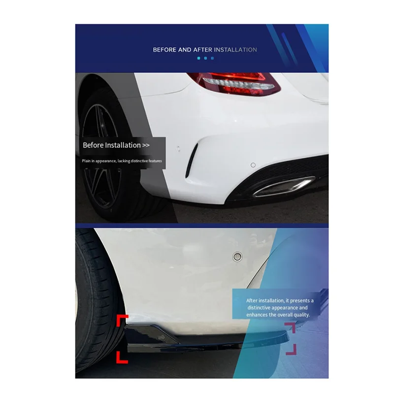 

AW-For Mercedes Benz C-Class W205 Coupe C205 2015-2021 Car Rear Bumper Canard Side Vent Lip Splitter Kit