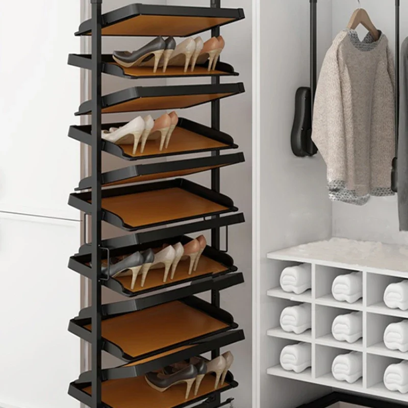 

Household wardrobe multi-layer rotating push-pull shoe rack cloakroom pull-pull telescopic shoe cabinet storage hardware