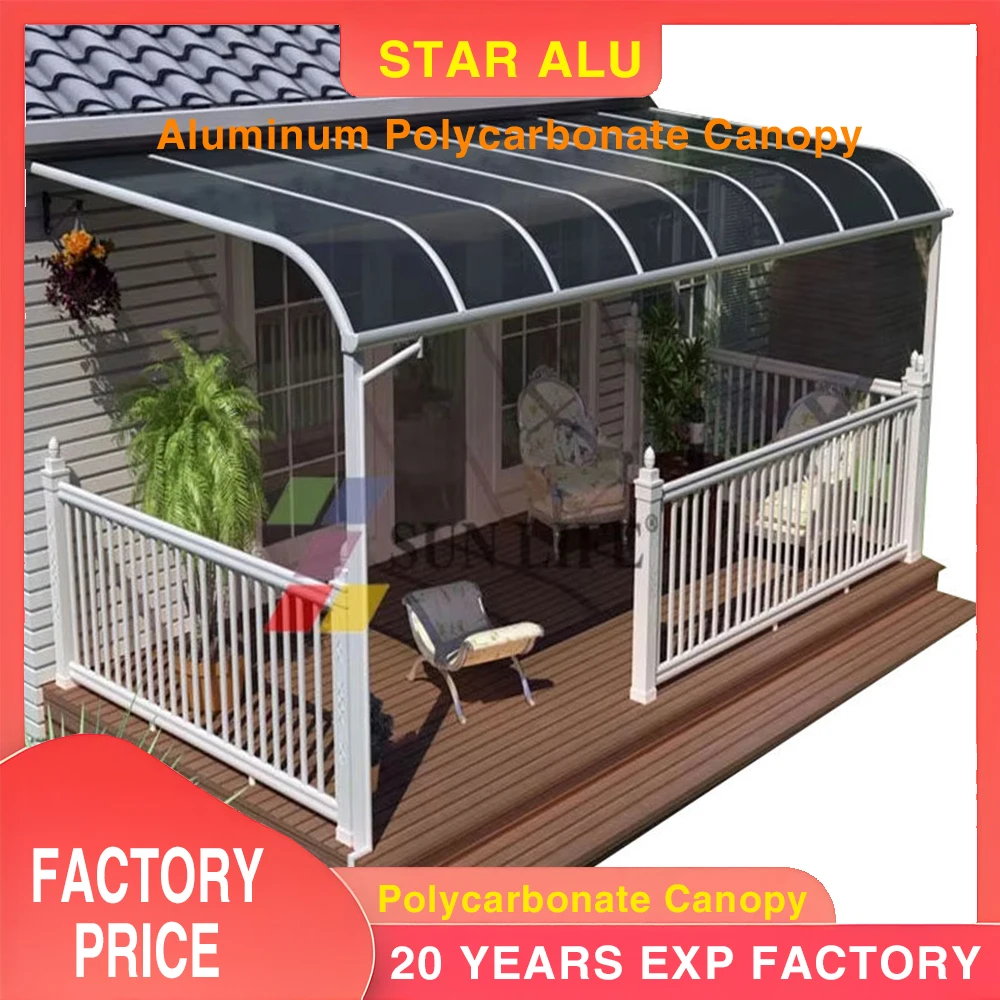 

Waterproof Outdoor Aluminum Frame Polycarbonate Canopy Balcony Awning Patio Covering Factory Supply Waterproof Outdoor Aluminum