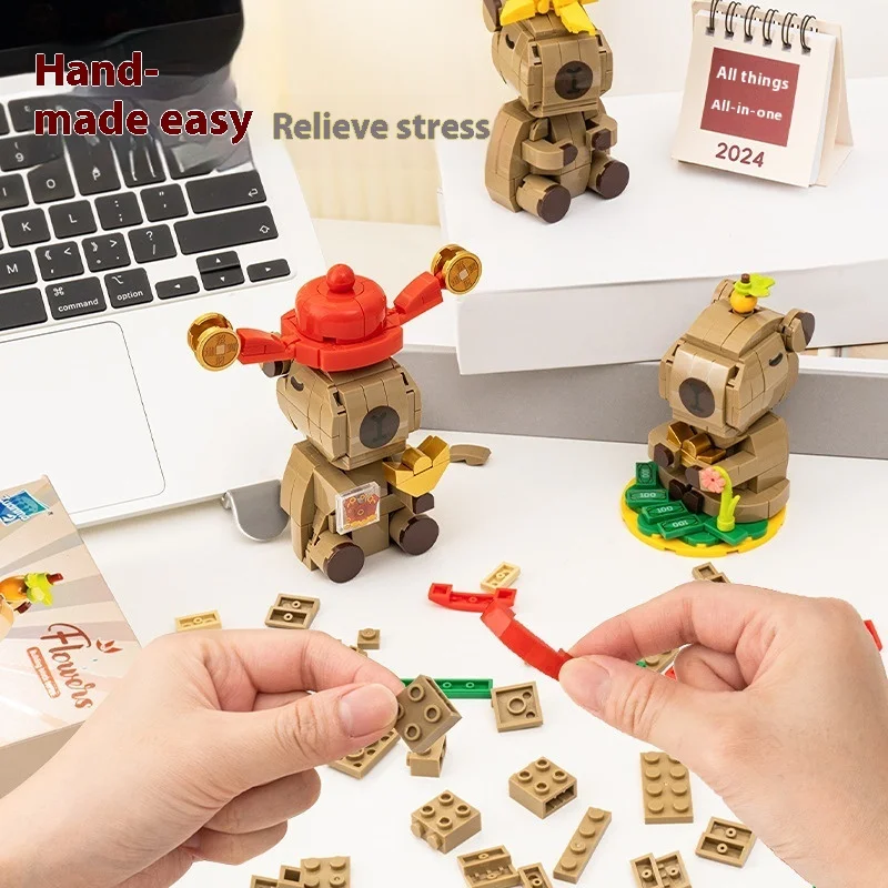 Capybara Building Blocks Cartoon Cute Animal Anime Educational Assembly Bricks Set DIY Toys Christmas Birthday Gift For Children