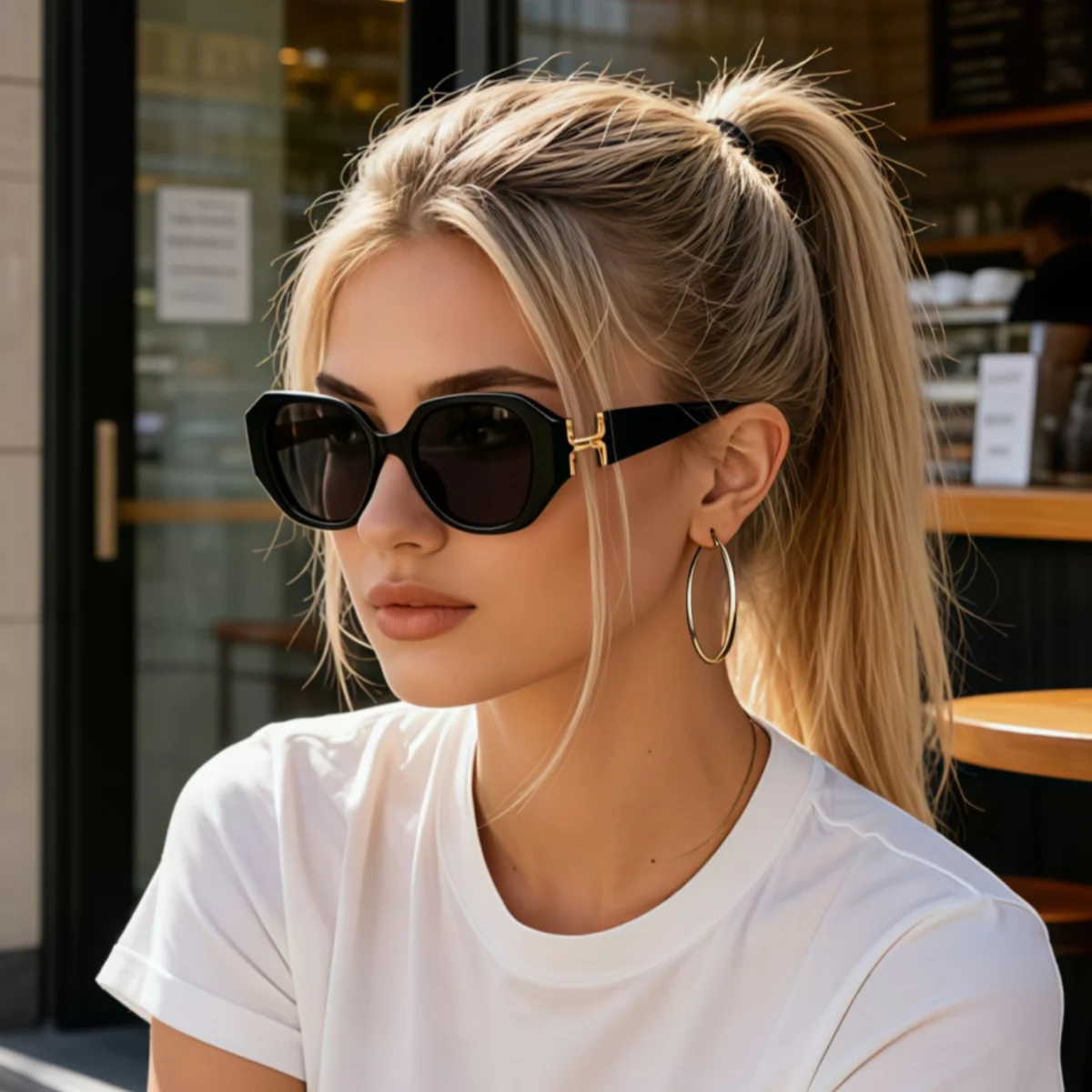 European and American retro style women's fashionable sunglasses trend versatile summer sun shading and UV protection lightweigh