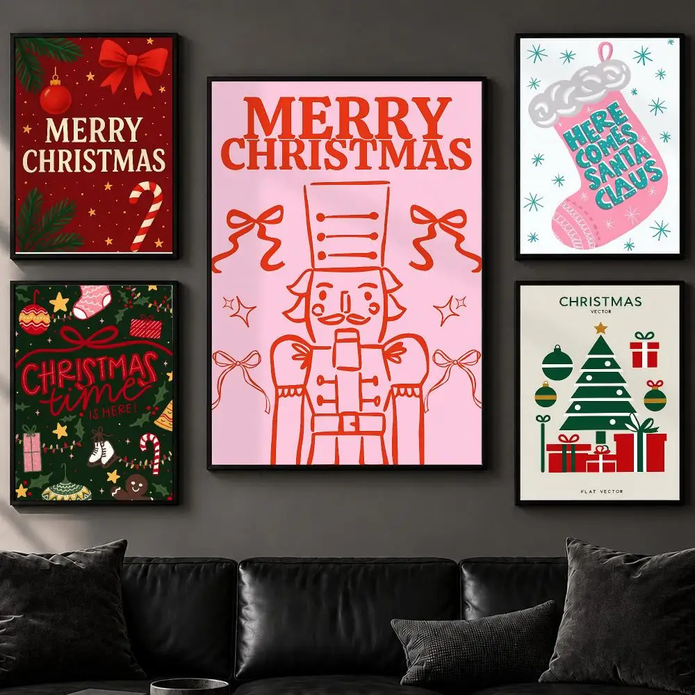 Art m-minimalist christmas wall artS Poster Art  Self-Adhesive No Glue Residue Wall Decor for Bedroom Living Room