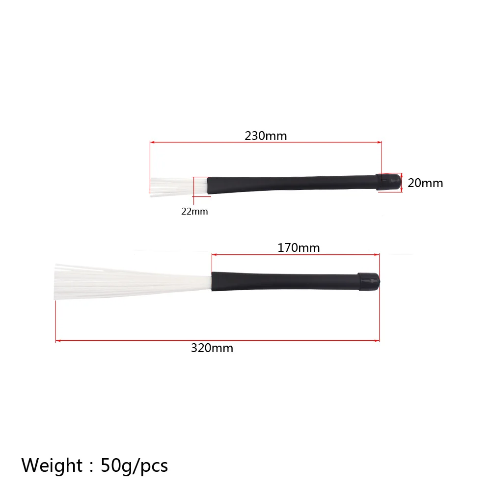 

Drum Brush Sticks Telescopic Retractable Drumsticks Black White Lightweight Solid Feel Beginners Professionals Flexible Tips