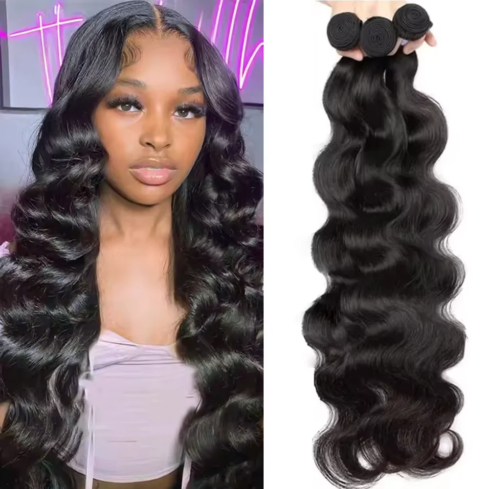 

Натуральные необработанные человеческие волосы Body Wave, 1/3/4 пучка, бразильские, редеми, натуральные, для наращивания, для женщин