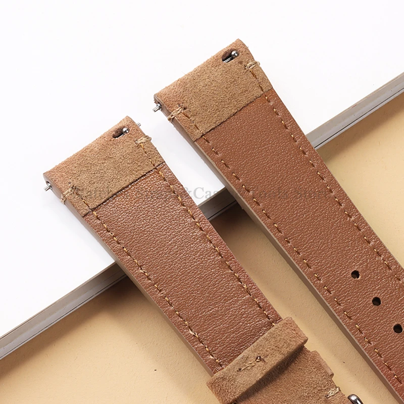 Soft Suede Genuine Leather Watch Band 20mm 22mm Vintage Strap Quick Release Cowhide Stitch Bracelet for Rolex Watch Accessories