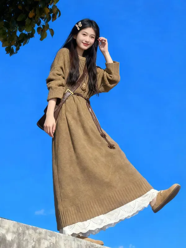 

Ретро-стиль: Вязаная длинная юбка для дома и улицы, осенне-зимняя, теплая, мягкая, хлопковая, с высокой талией, облегающая, для работы и отдыха