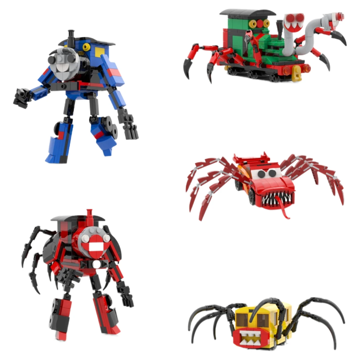 الرعب شيطاني العنكبوت قطار اللبنات MOC تشو تشو تشارلز الشر نموذج قطار متغير لتقوم بها بنفسك الاطفال لغز اللعب هدية عيد ميلاد #1