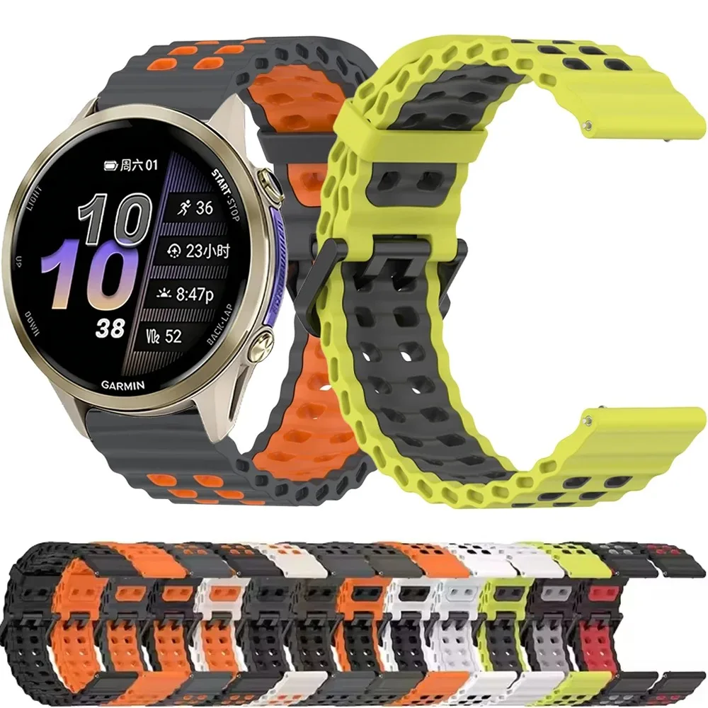 22mm Ocean Silikonarmband für Garmin Forerunner 970 570 965 265 255 Komfortables Austauschbares Oppo Watch X3/X2 Amazfit Active Max Armband