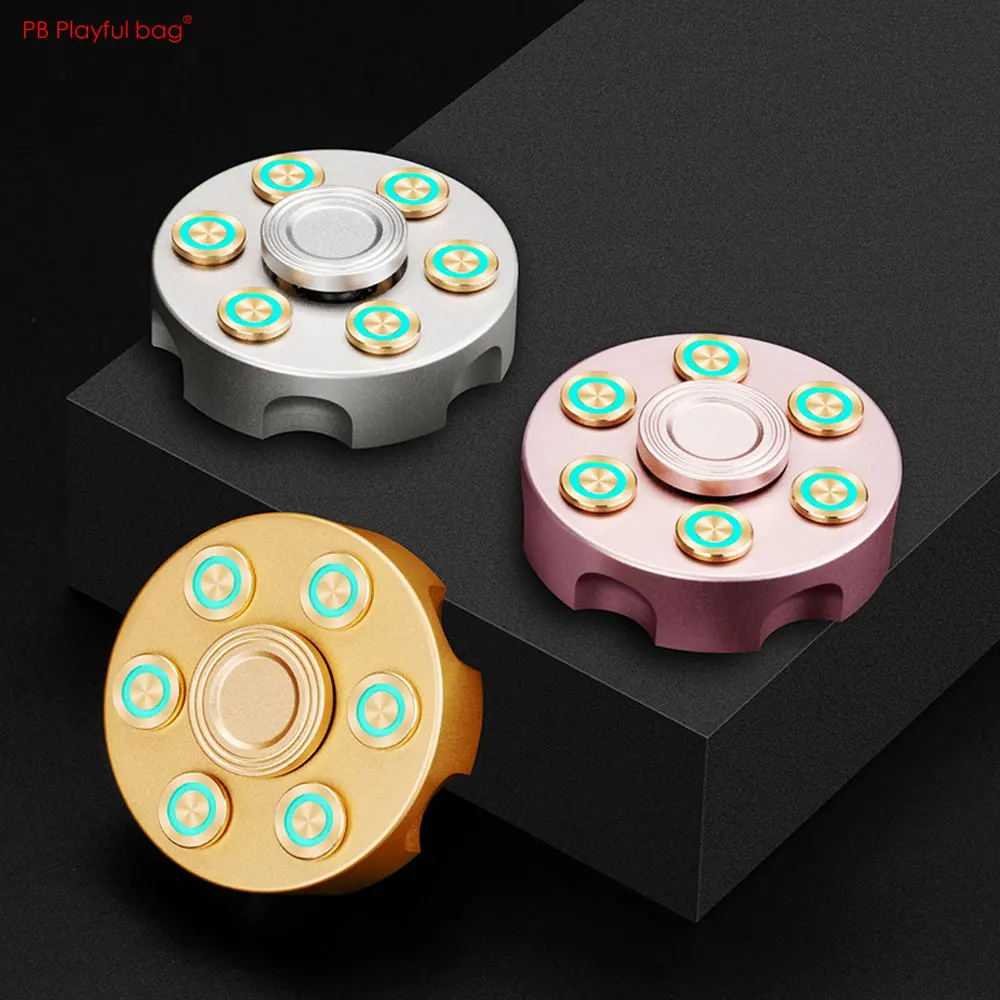 Creative Luminous Revolver Magazine Model Spinner Toy EDC Adult Metal Decompression Toys Entertainment TS49