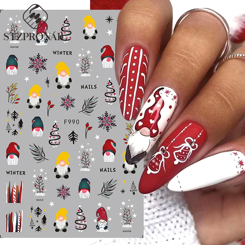 Kerst Nail Sticker 3D Kerstman Beer Gingerbread Man Elanden Sneeuwvlok Elanden Bells Decal DIY Slider Voor Manicure Decoratie SLF