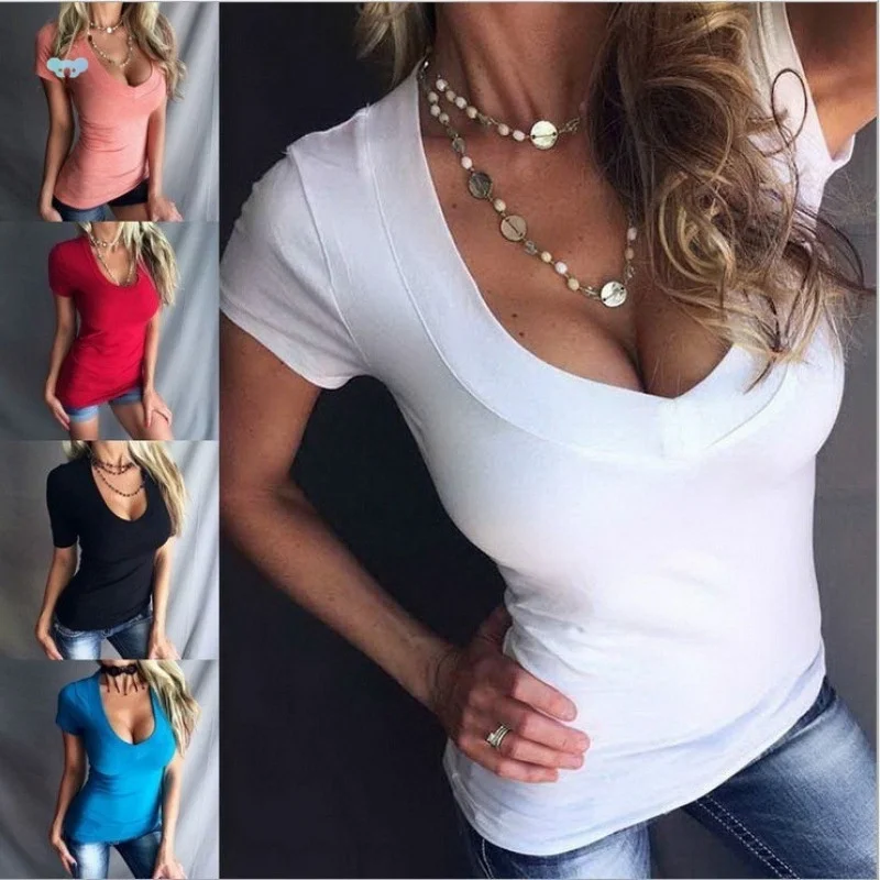 تي شيرت نسائي صيفي مثير عميق V-Ne ort Sve تي شيرت Princ Sle قماش كتان ناعم Proc مادة أخرى 00% نمط آخر